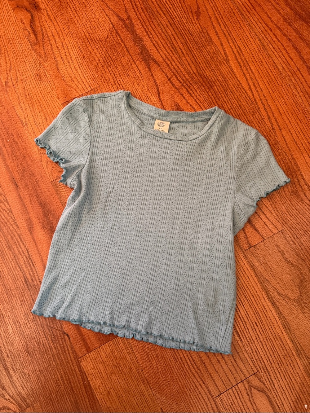 Urban Outfitters Pale Blue Ribbed Short Sleeve Tee